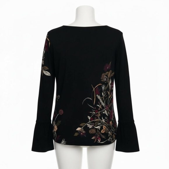 Chico's Black Floral Blouse Size 1 (M
8-10) - Picture 3 of 4